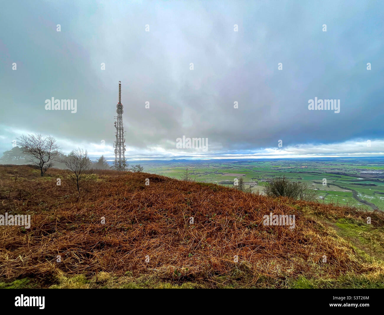 Misty paesaggio in inverno, il Wrekin, Shropshire Foto Stock