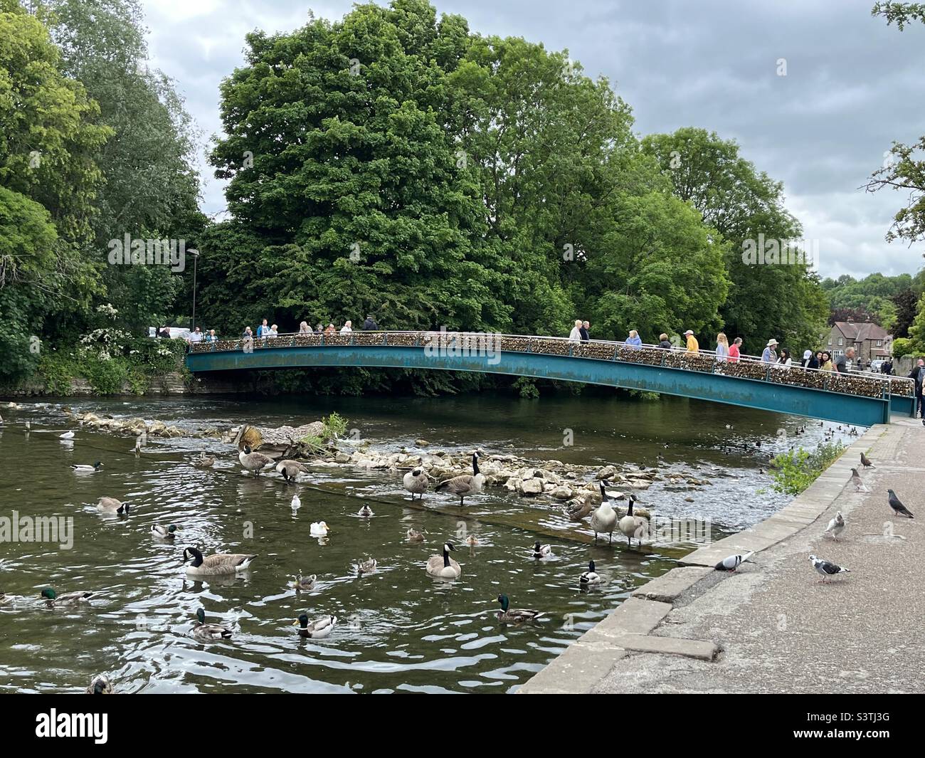 Ponte sul fiume Wye a Bakewell, Peak District Foto Stock