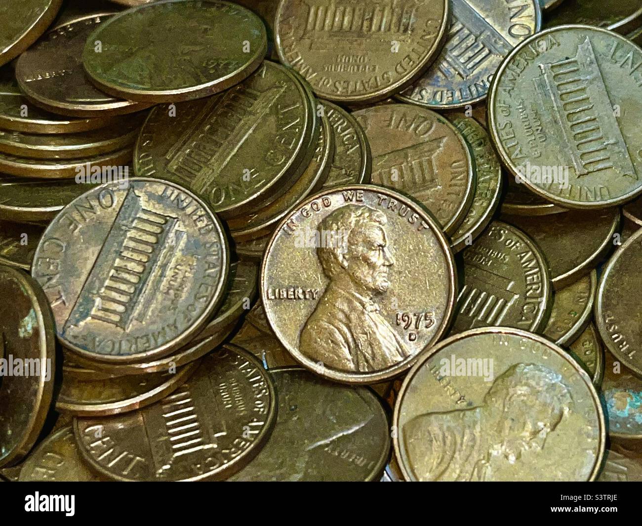 Gli Stati Uniti una moneta da un centesimo con Abraham Lincoln sul fronte. Foto Stock