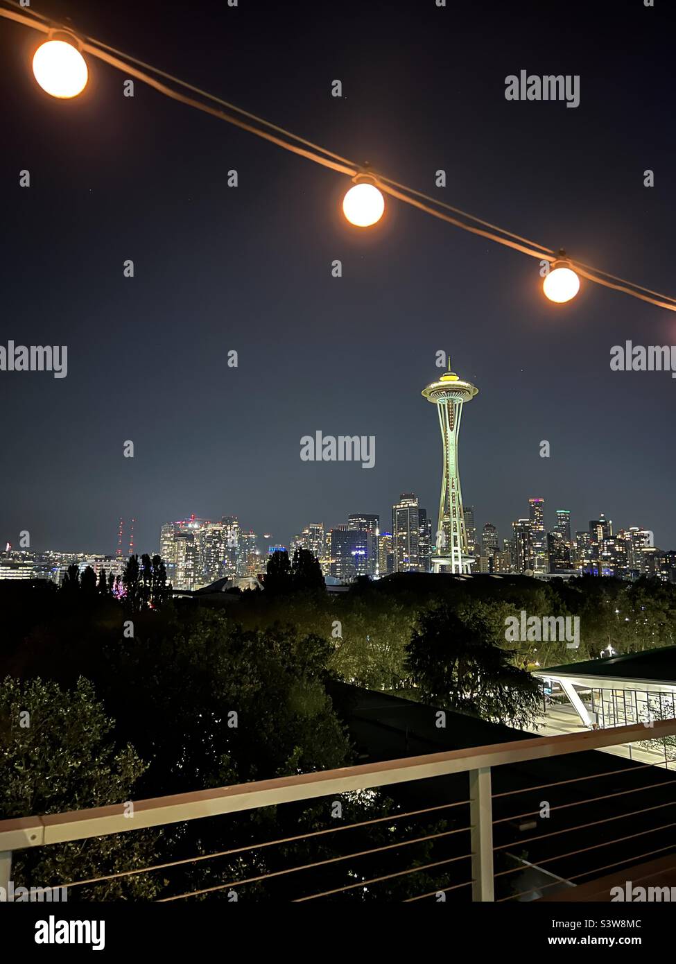 L'ago spaziale di notte, Seattle, stato di Washington Foto Stock