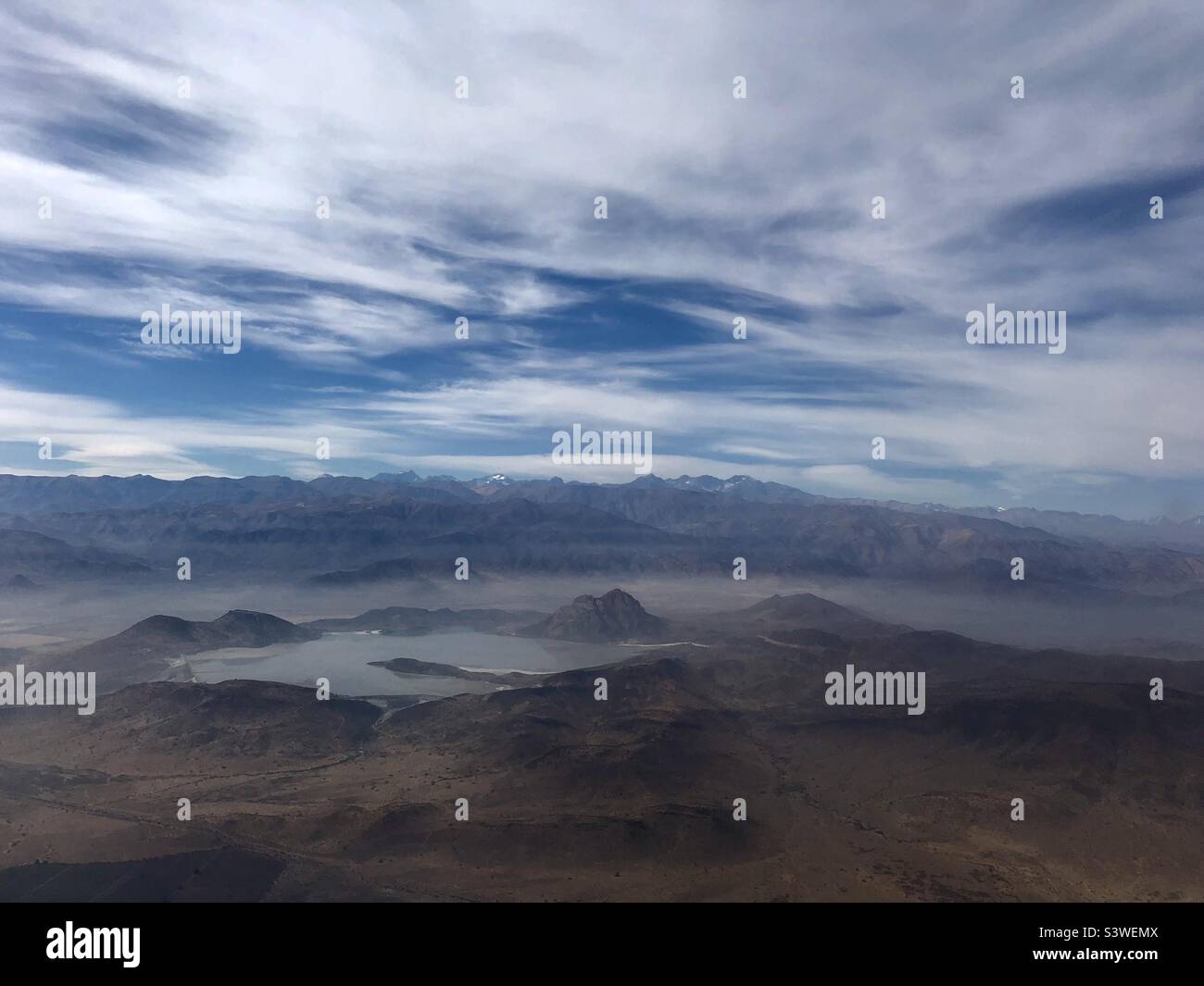 Sobrevuelo a la Cordillera de Los Andes Foto Stock