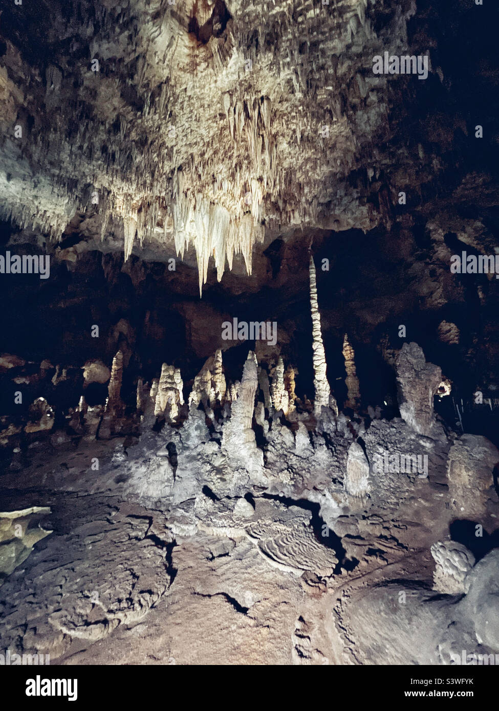 Stalattiti e stalagmiti nelle caverne di Carlsbad , nuovo messico Foto Stock