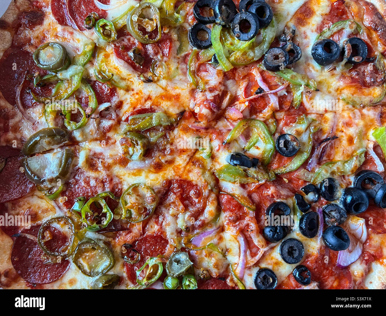 Condimenti speciali pizza Foto Stock