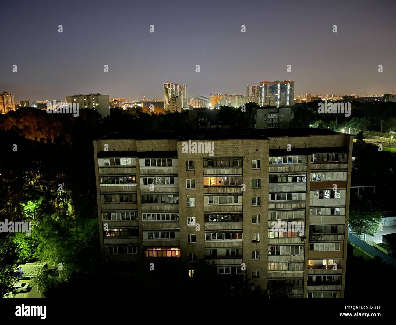 luci della grande città di notte Foto Stock