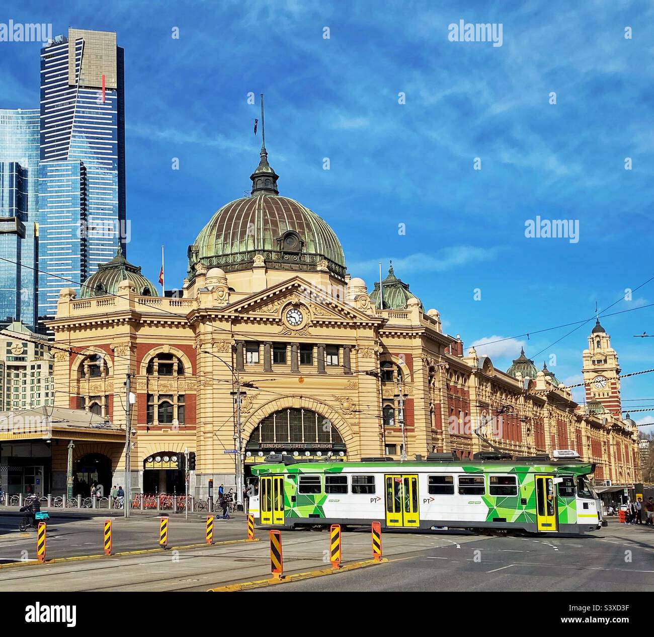 Stazione ferroviaria di Flinders a Melbourne, Australia Foto Stock