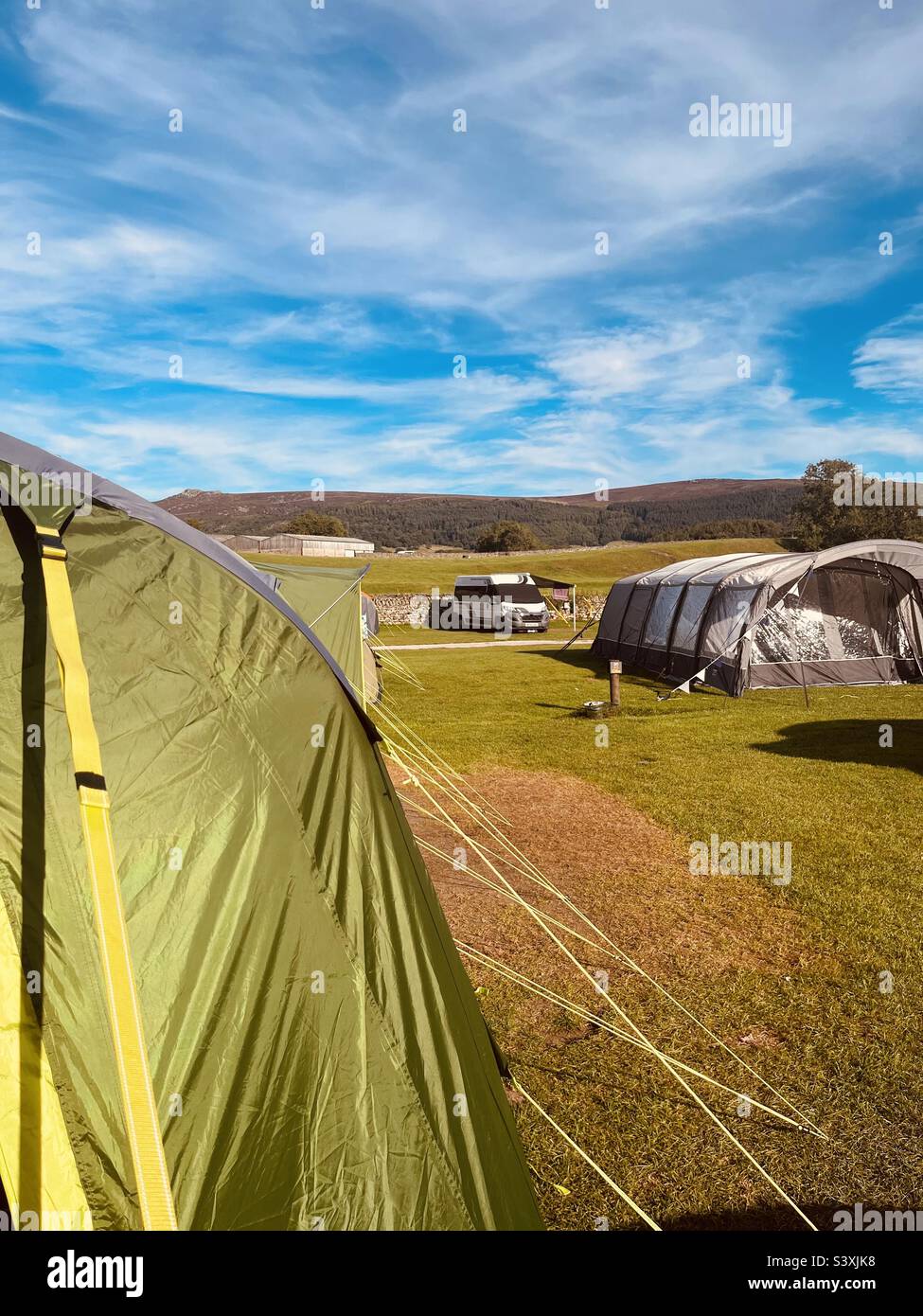 Camping vita nella campagna dello Yorkshire Foto Stock