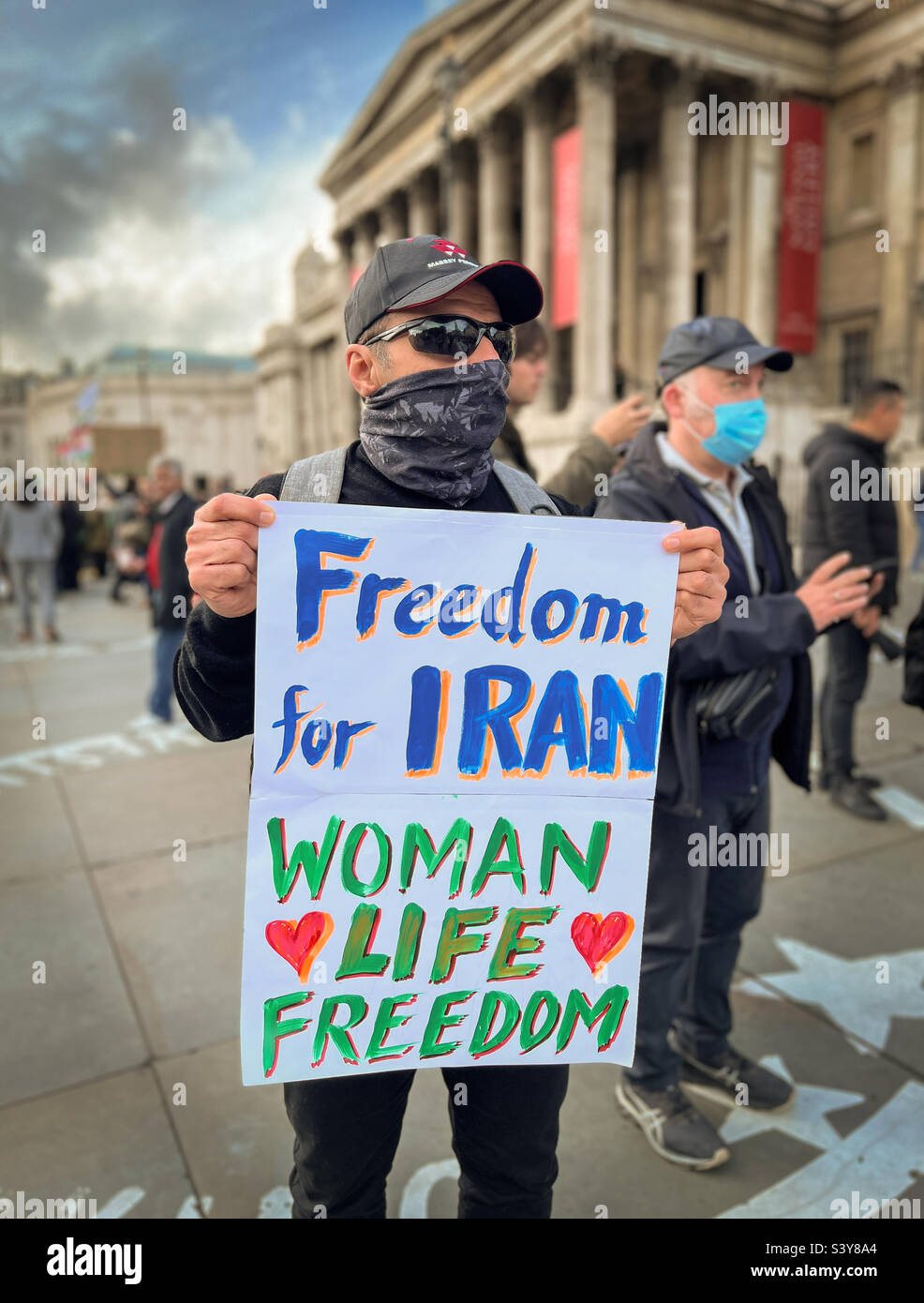 Libertà per l’Iran e libertà delle donne in Iran che protestano a Trafalgar Square, Londra, 15th ottobre 2022 Foto Stock