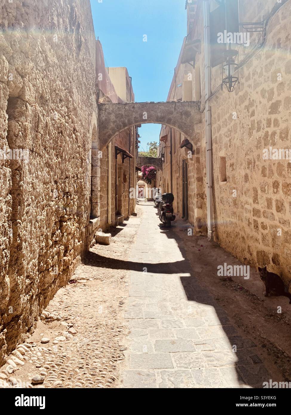 Vecchia strada a Rodi, Grecia Foto Stock