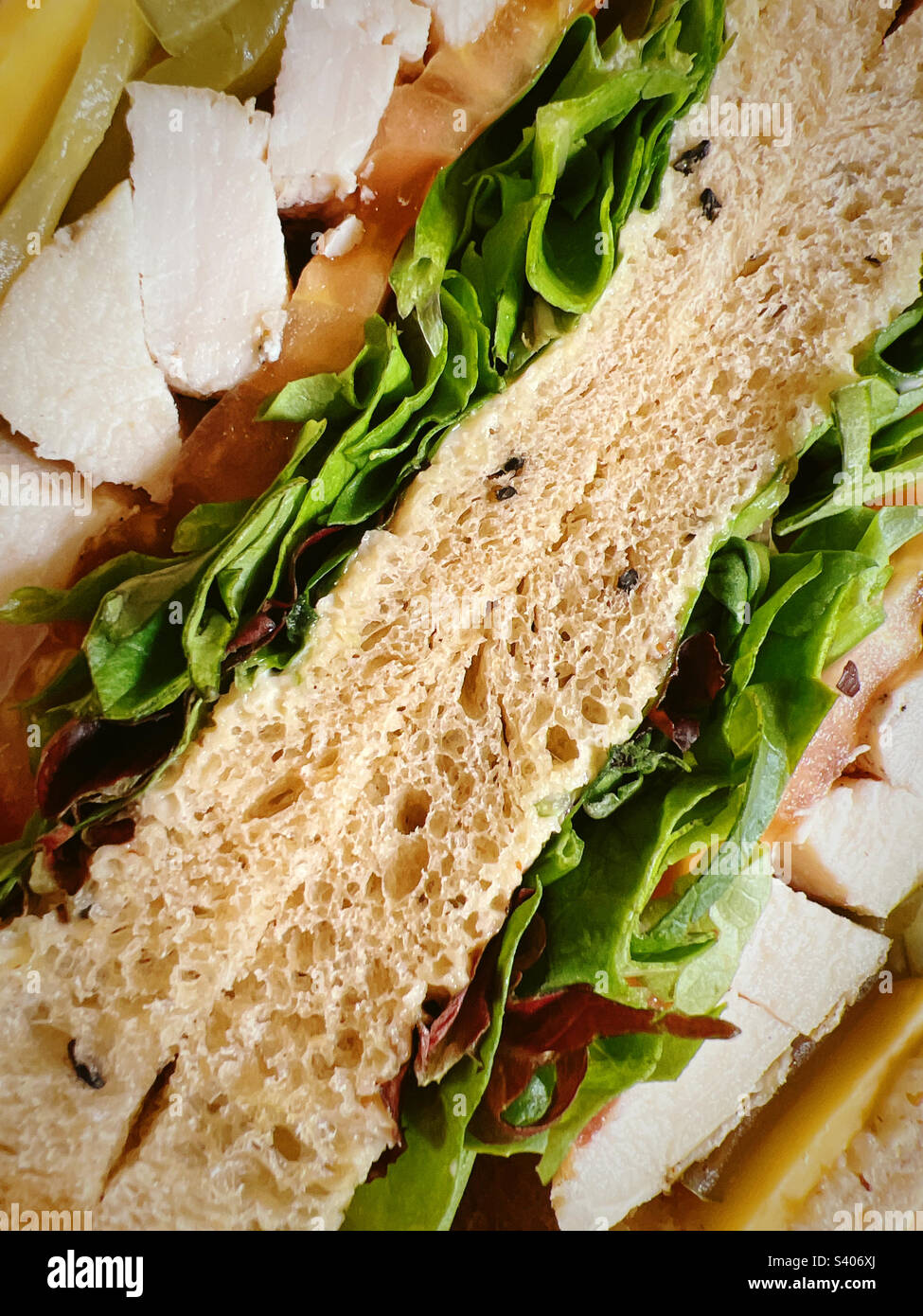 Foto ravvicinata del panino di pollo - Immagine stock catturata con smartphone
