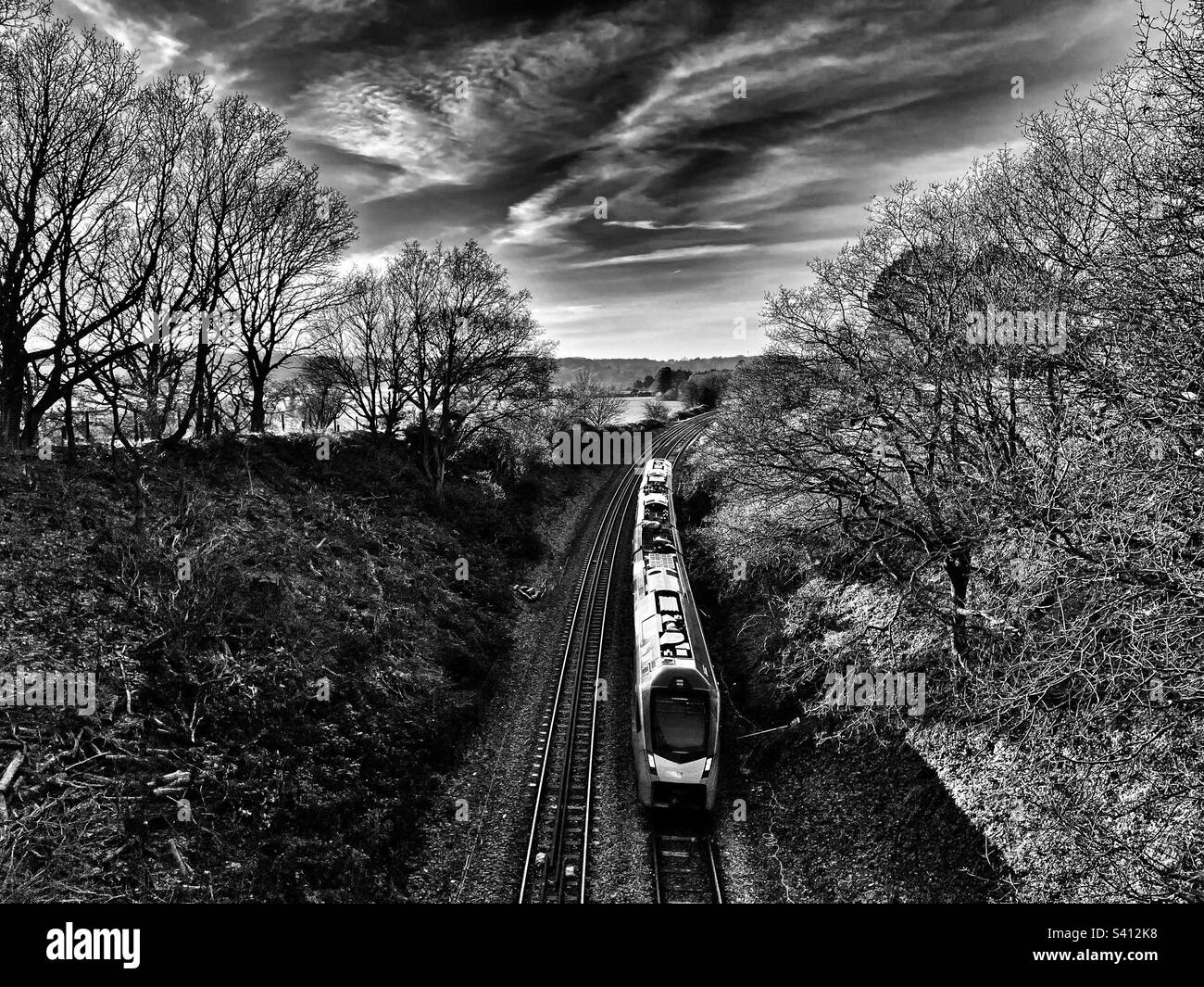 Linea di diramazione East Suffolk Woodbridge Suffolk Inghilterra - Immagine stock catturata con smartphone