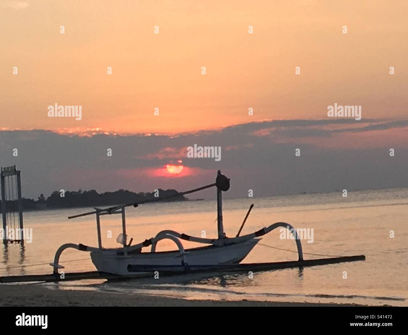 Gili Air arancio tramonto Foto Stock