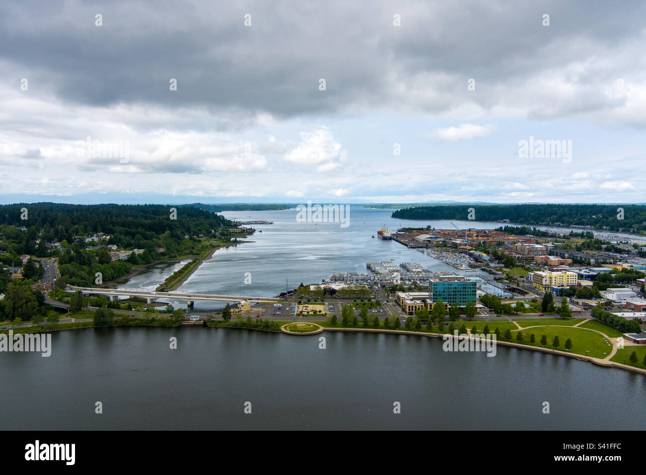 Olympia, Washington Waterfront - Immagine stock catturata con smartphone