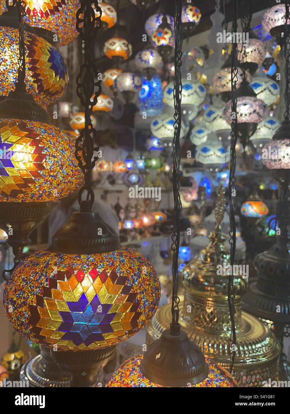 Lampade nel Grand Bazaar, @Istanbul Foto Stock