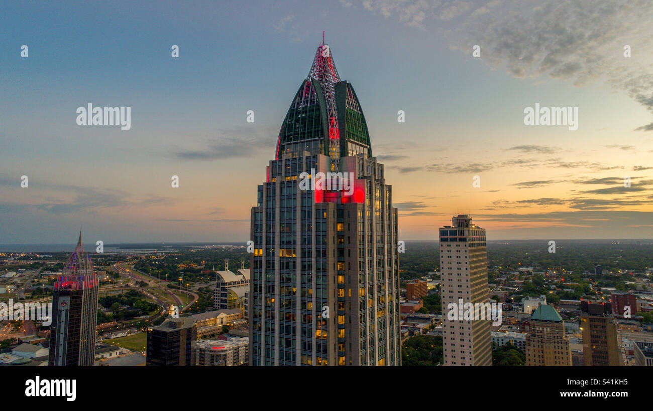La torre della casa di battaglia di RSA a Mobile, Alabama Foto Stock
