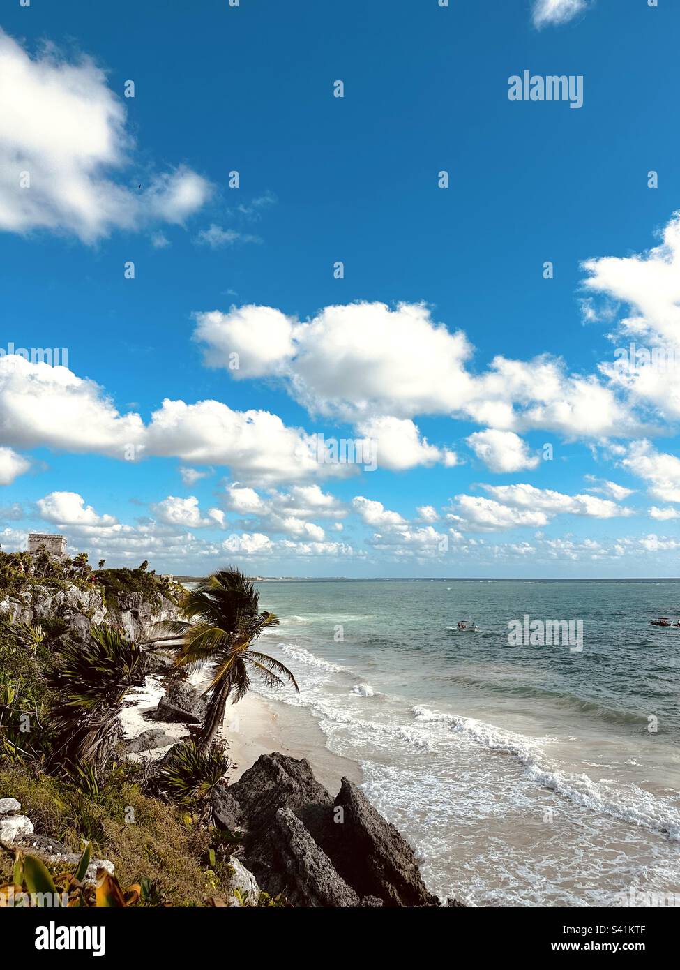 Rovine di Tulum - rovine Maya di Tulum - Tulum zona archeologica Tulum, Messico - Immagine stock catturata con smartphone