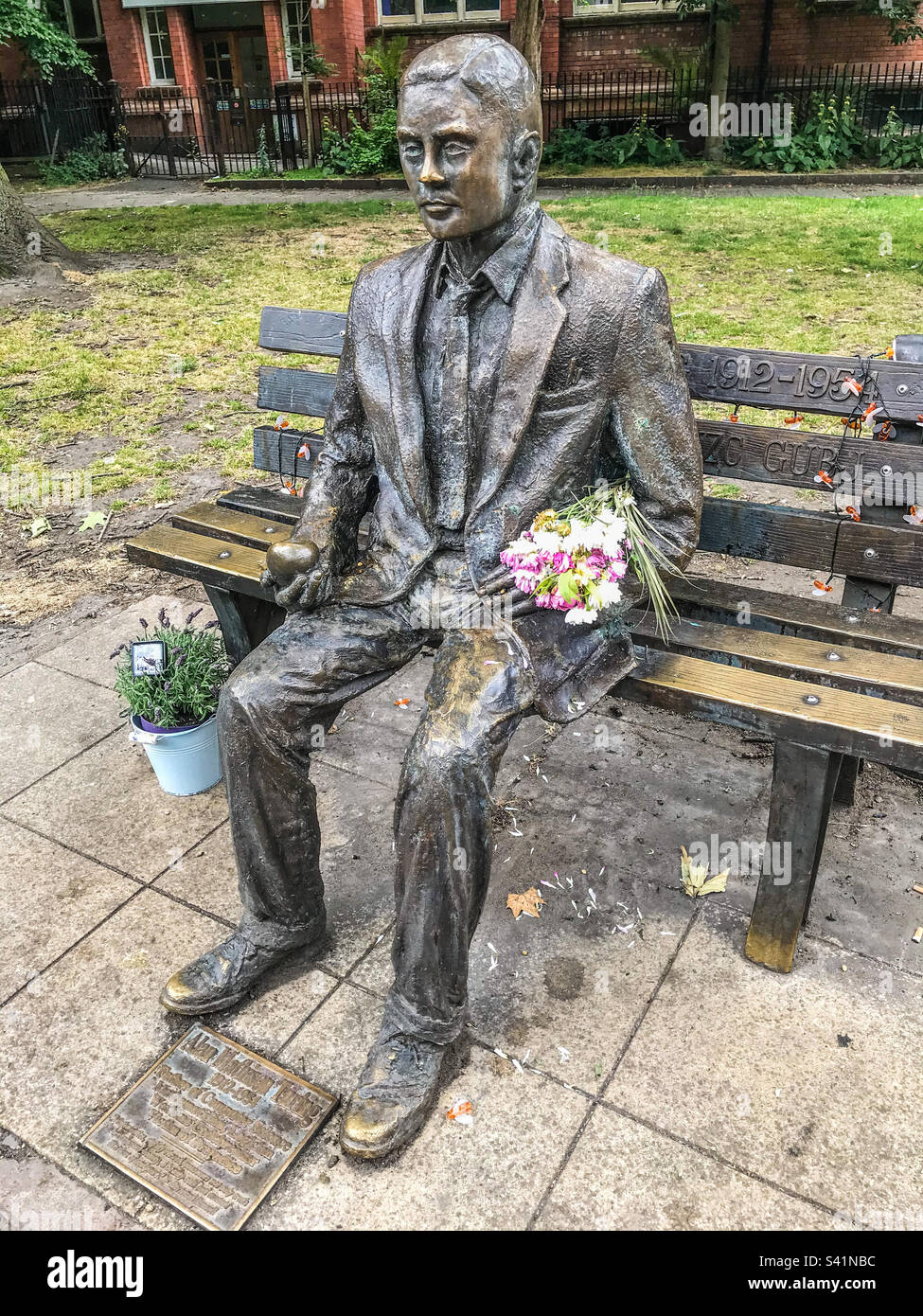 Scultura Alan Turing, Canal Street, Manchester Foto Stock