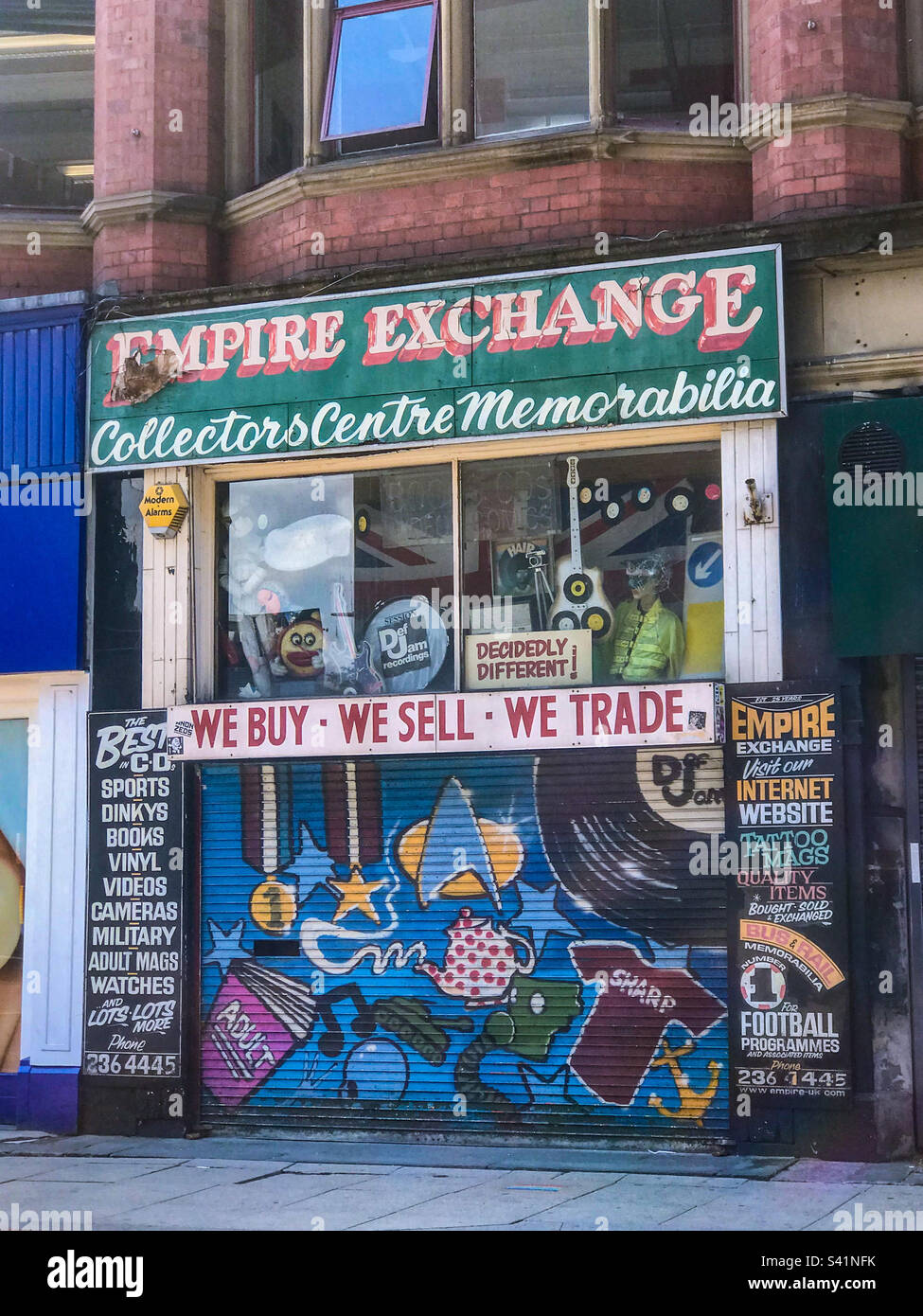 Negozio d'epoca di Manchester - Immagine stock catturata con smartphone