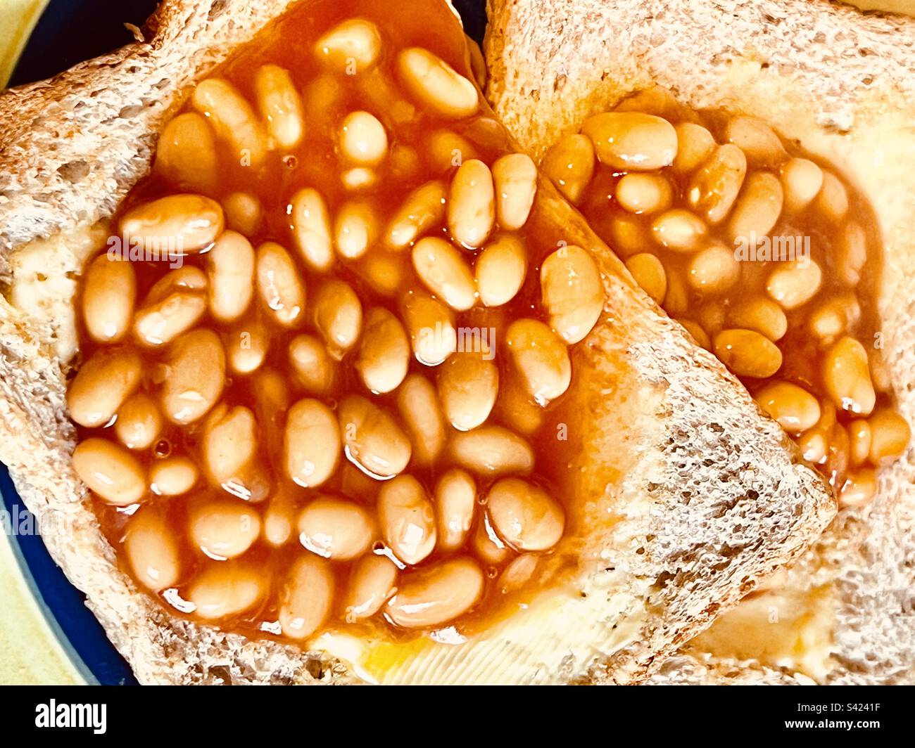 Fagioli su pane tostato Foto Stock