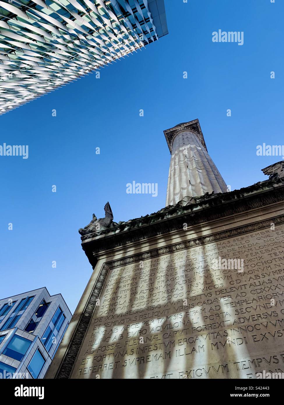 Un monumento al Grande Incendio di Londra Foto Stock