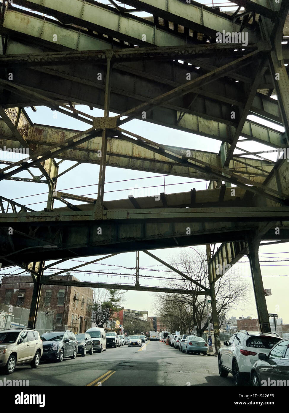 Street scene da Brooklyn, New York, Stati Uniti. - Immagine stock catturata con smartphone