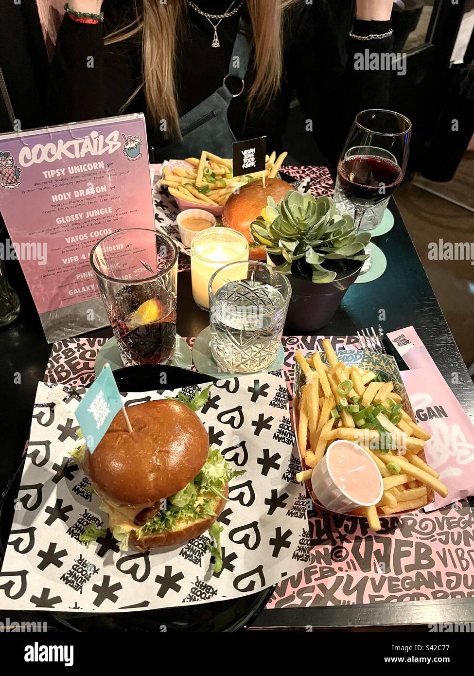 Mangiate al Vegan Junk Food Bar di Amsterdam. Foto Stock