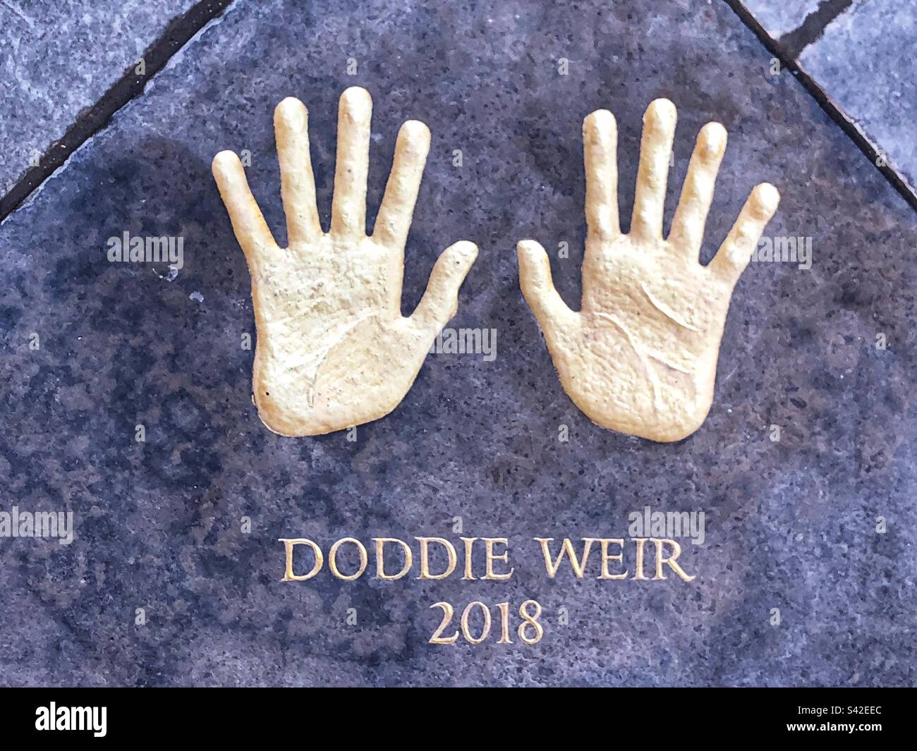 Stampe di Doddie Weir presso Edinburgh City Chambers on the Royal Mile, Edinburgh Scotland - Immagine stock catturata con smartphone