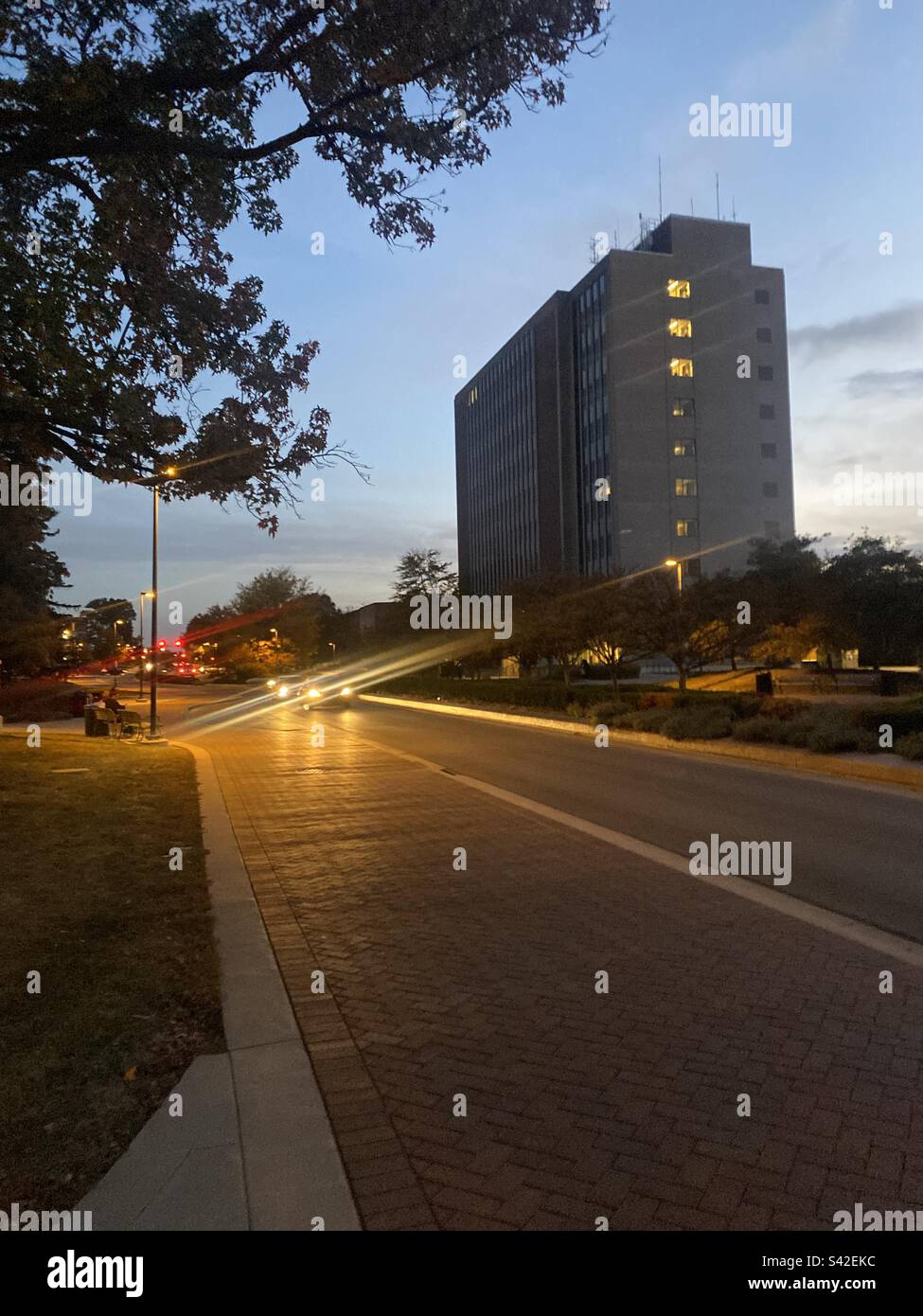 Ball state University vicino al tramonto Foto Stock