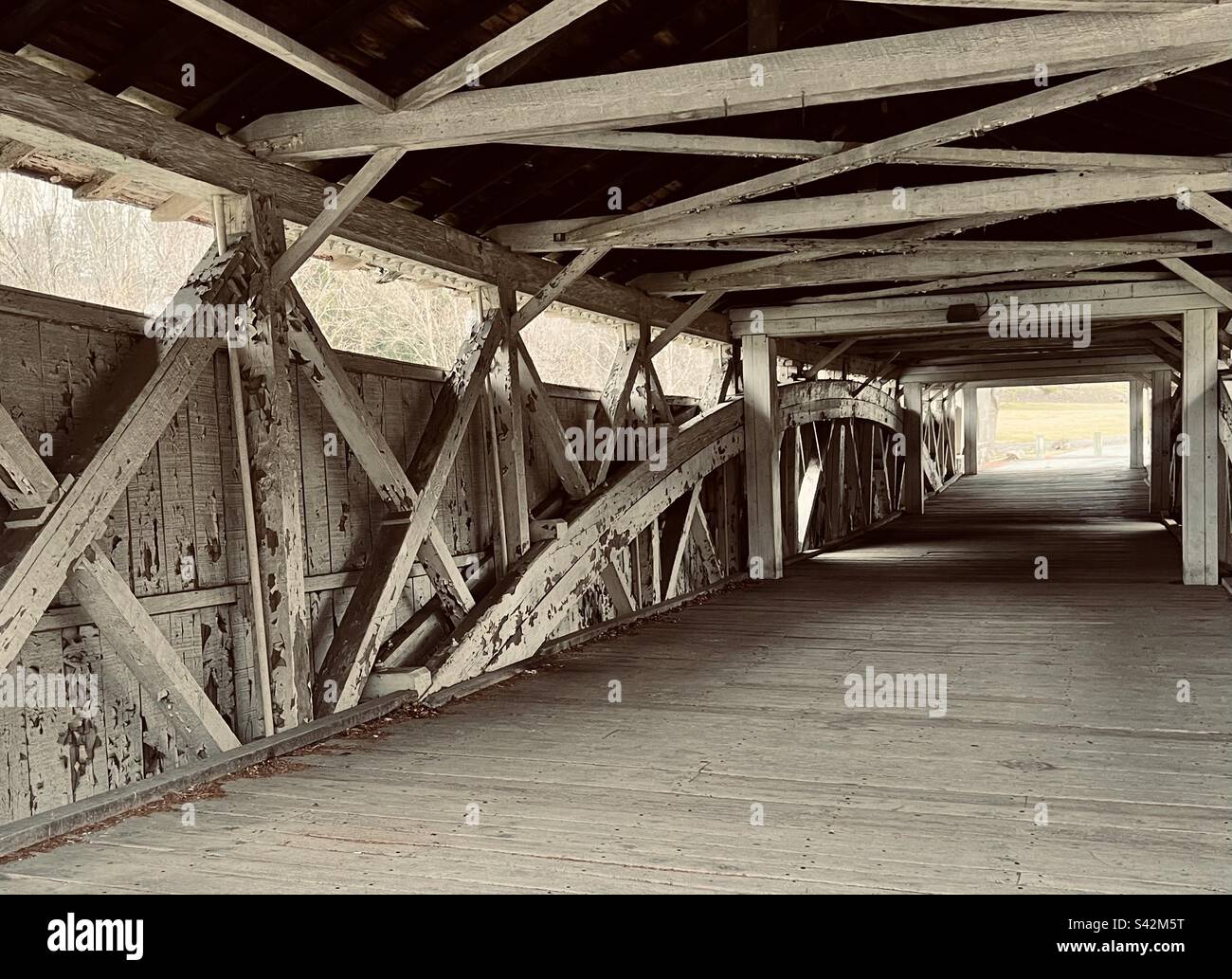 Il vecchio ponte di legno Foto Stock