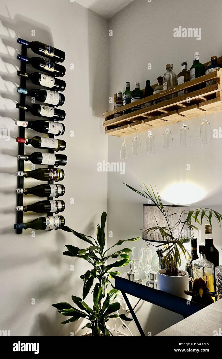 Vino e Gin rack Foto Stock