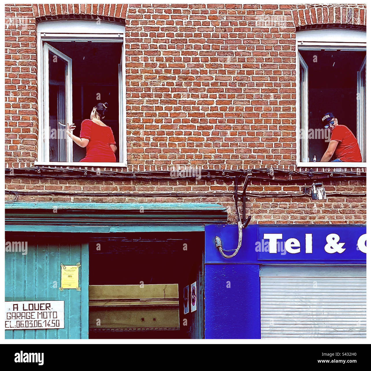 Finestre a Lille , Francia al Braderie. Foto Stock