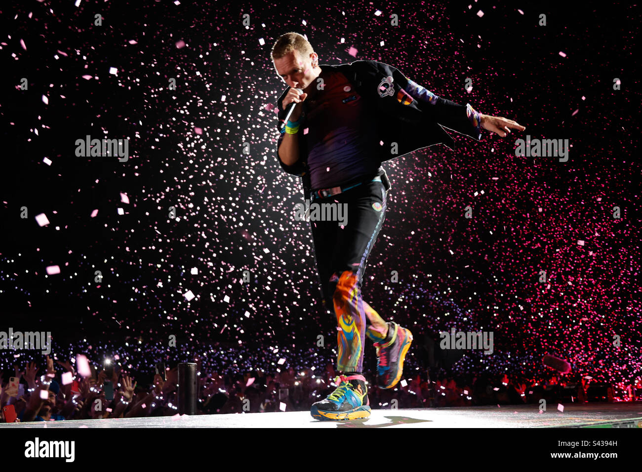 SÃO PAULO, BRASILE - MARZO, 10. : Il frontman di Coldplay Chris Martin esegue il tour di Musica delle sfere allo stadio Morumbi. Marzo, 10, 2018. A São Paulo, Brasile Credit: Adriana Spaca/Alamy Live News Foto Stock