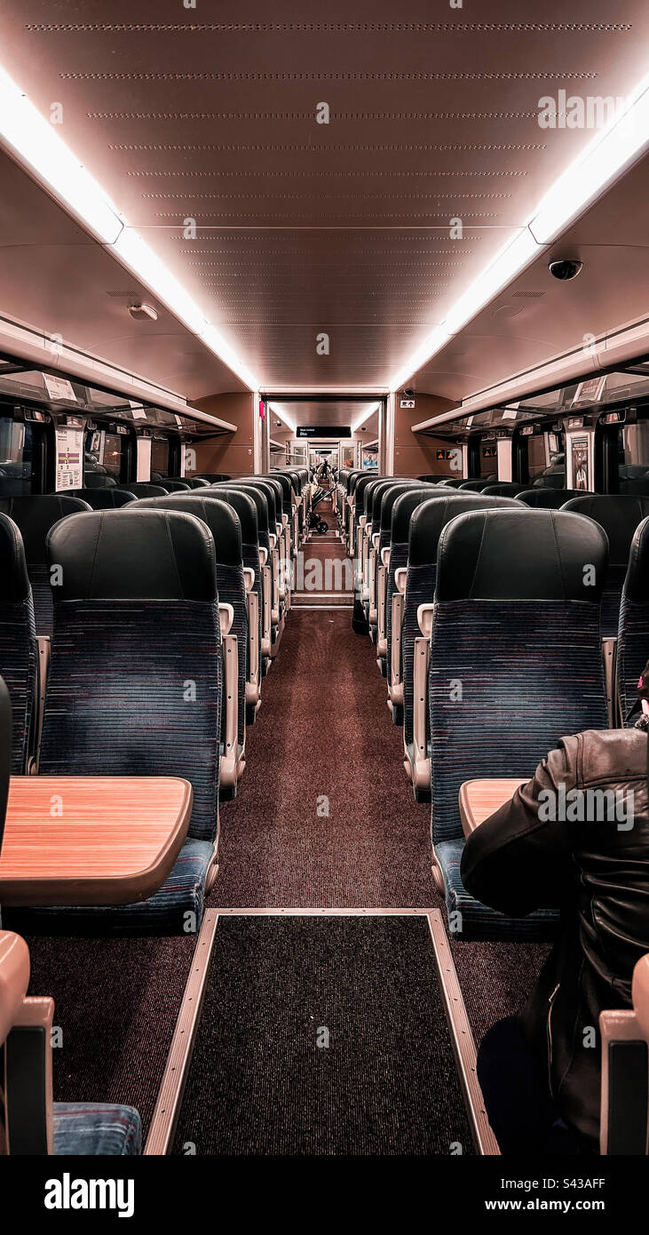 Viaggiare in treno Foto Stock