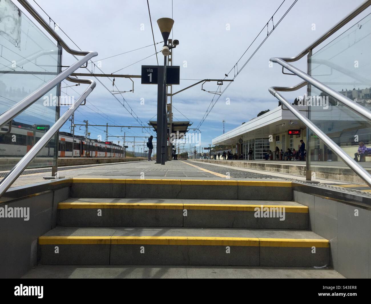 Stazione ferroviaria Arenys de Mar Foto Stock