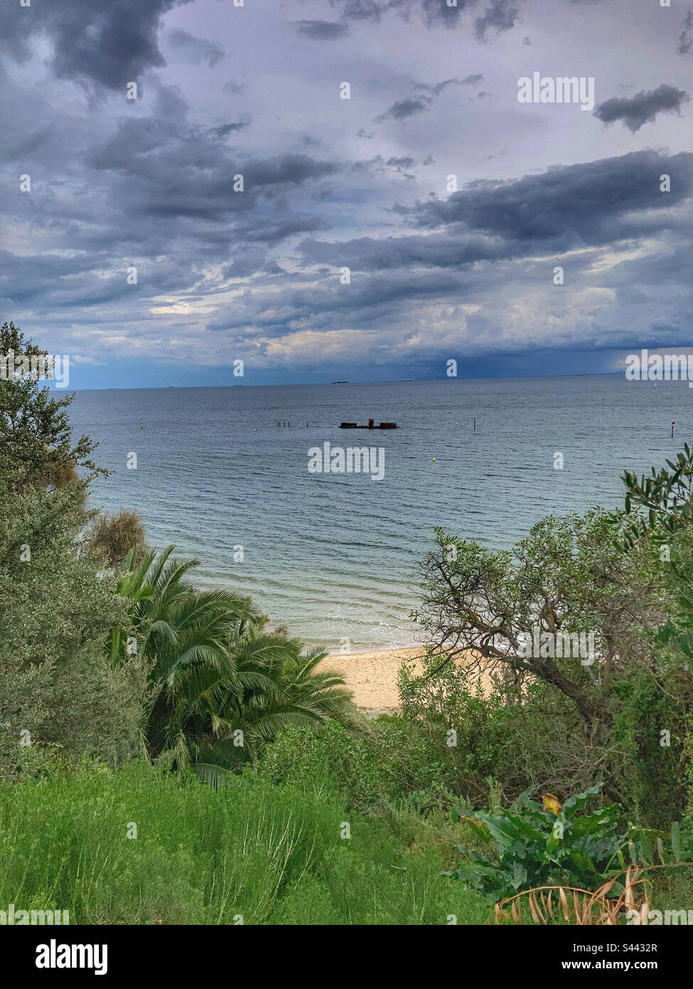 HMVS Cerberus relitto Half Moon Bay Black Rock Australia - Immagine stock catturata con smartphone HMVS Cerberus relitto Half Moon Bay Black Rock Australia - Immagine stock catturata con smartphone