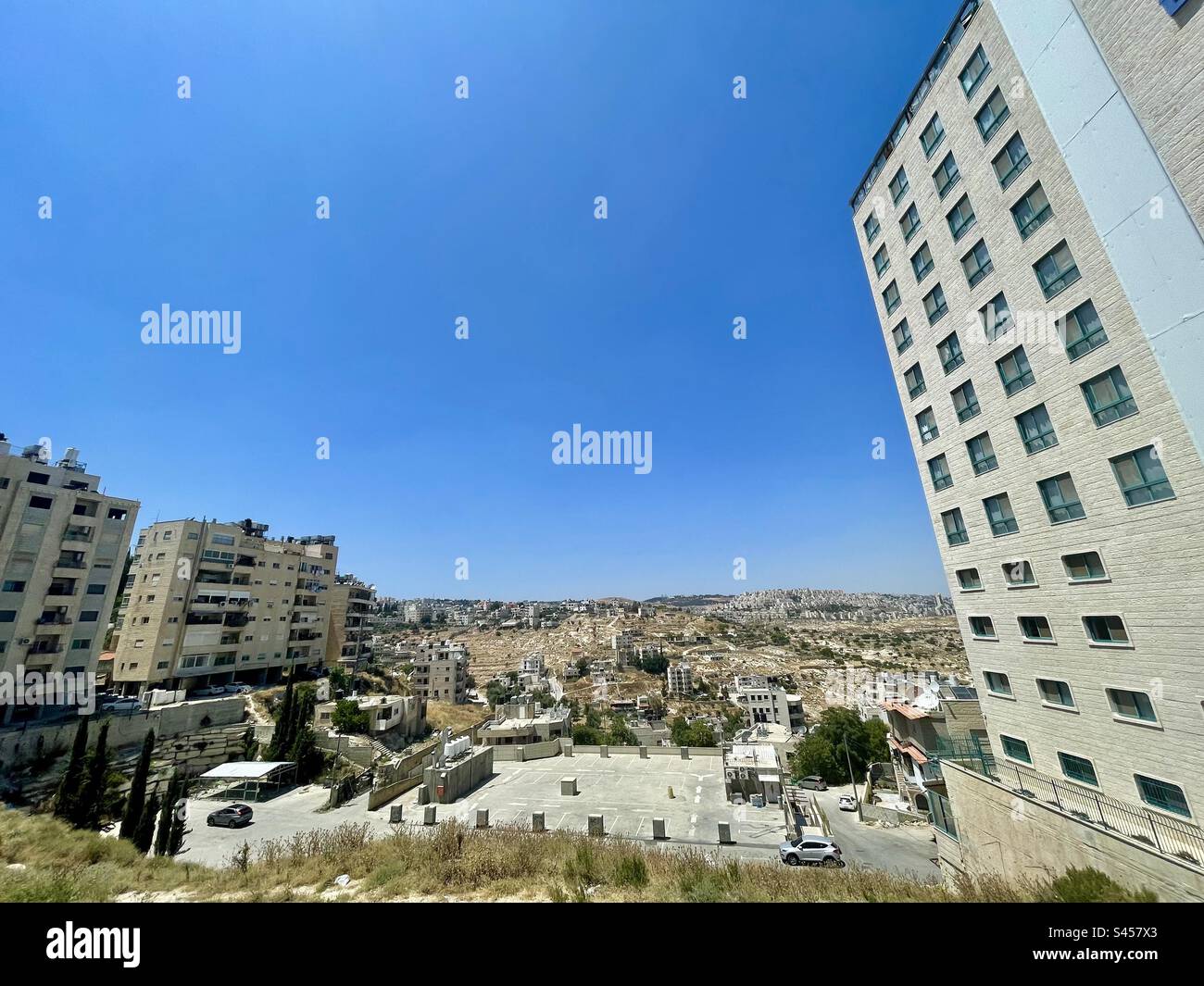 La città palestinese di Beit Sahur, vicino a Betlemme, in Palestina. Foto Stock