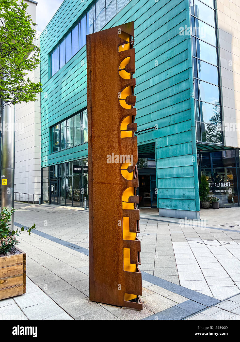 Cartello di metallo arrugginito Leeds Dock Foto Stock