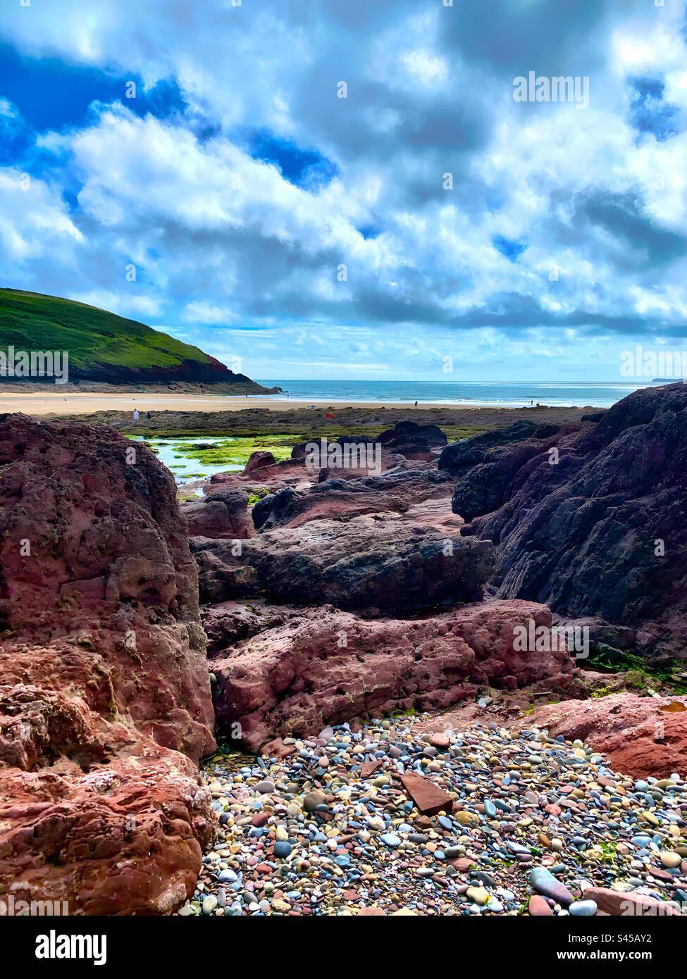 Spiaggia di Manorbier Foto Stock