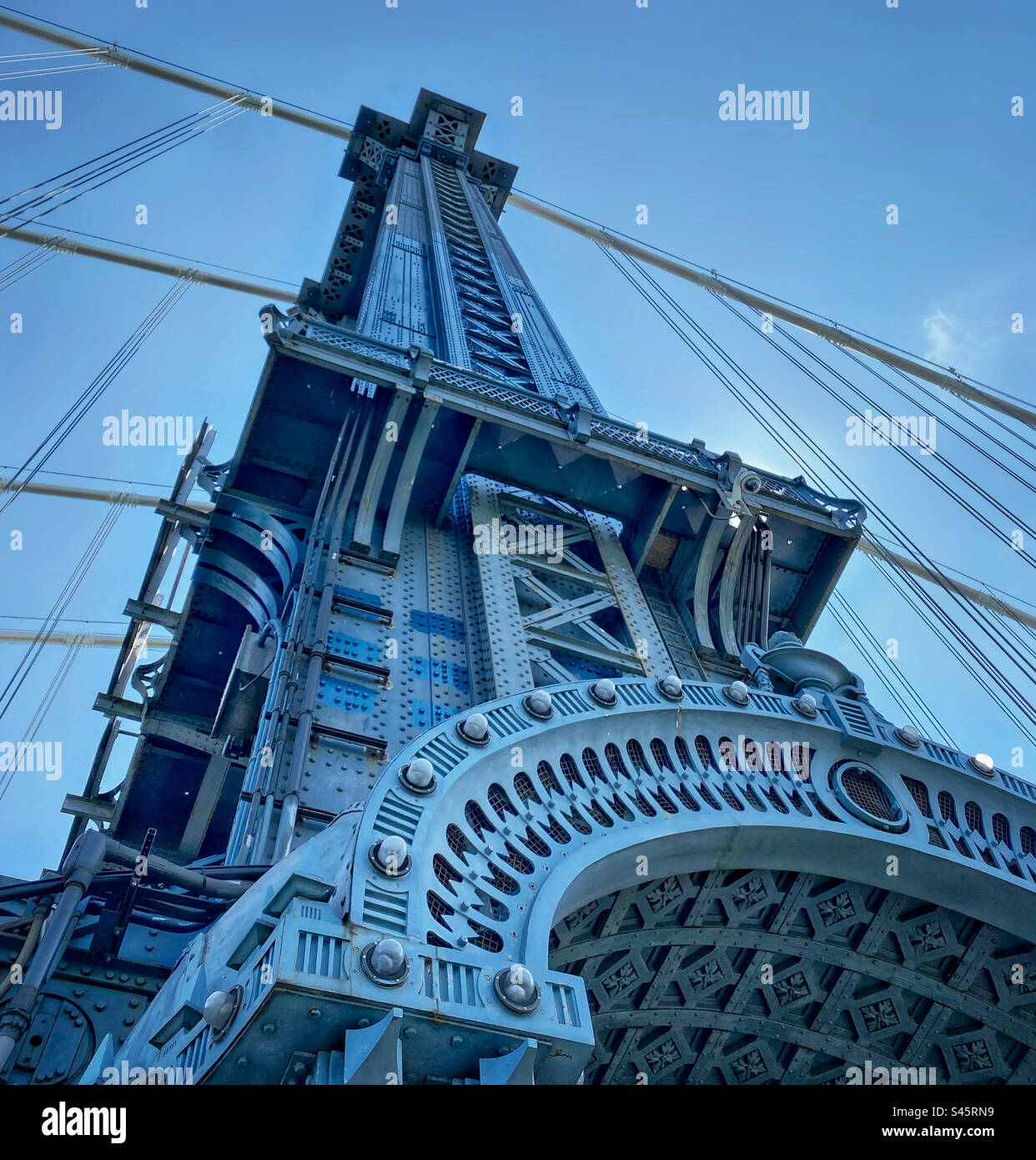Manhattan Bridge Tower Foto Stock