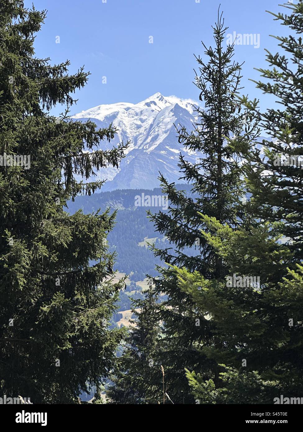 Mont Blanc vu du Jaillet Megève Juillet 2023 Foto Stock