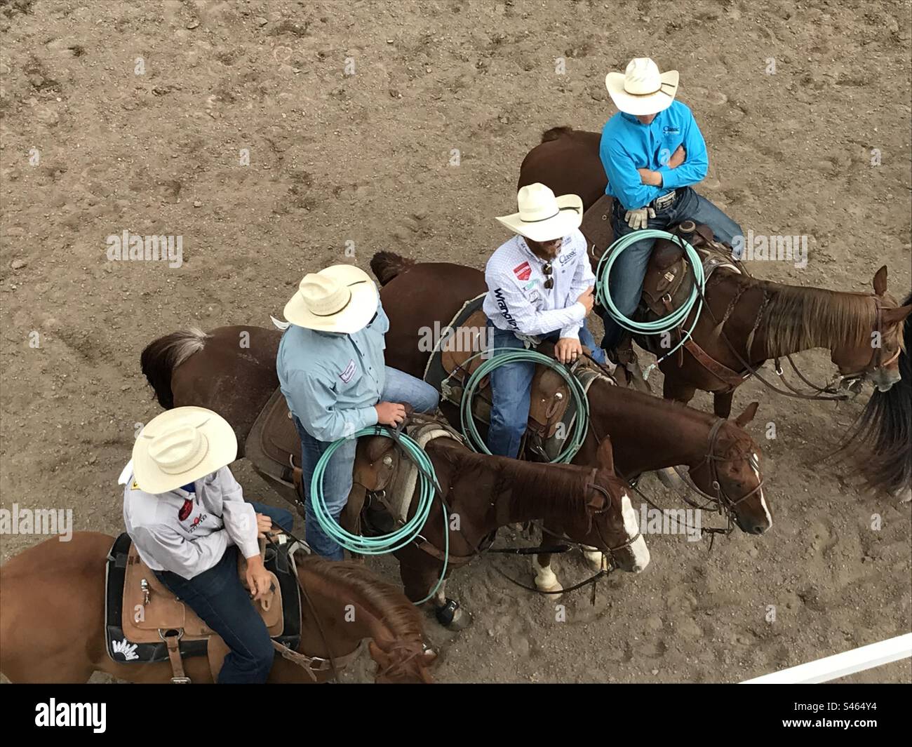 Cheyenne Frontier Days 2023 Cowboys dall'alto Foto Stock