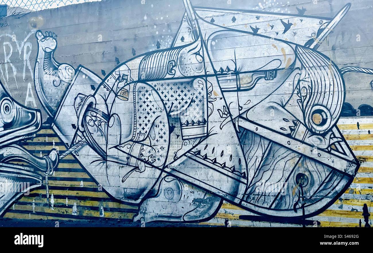 Murales colorati sulla barriera di sicurezza israeliana tra Israele e Palestina. Foto Stock