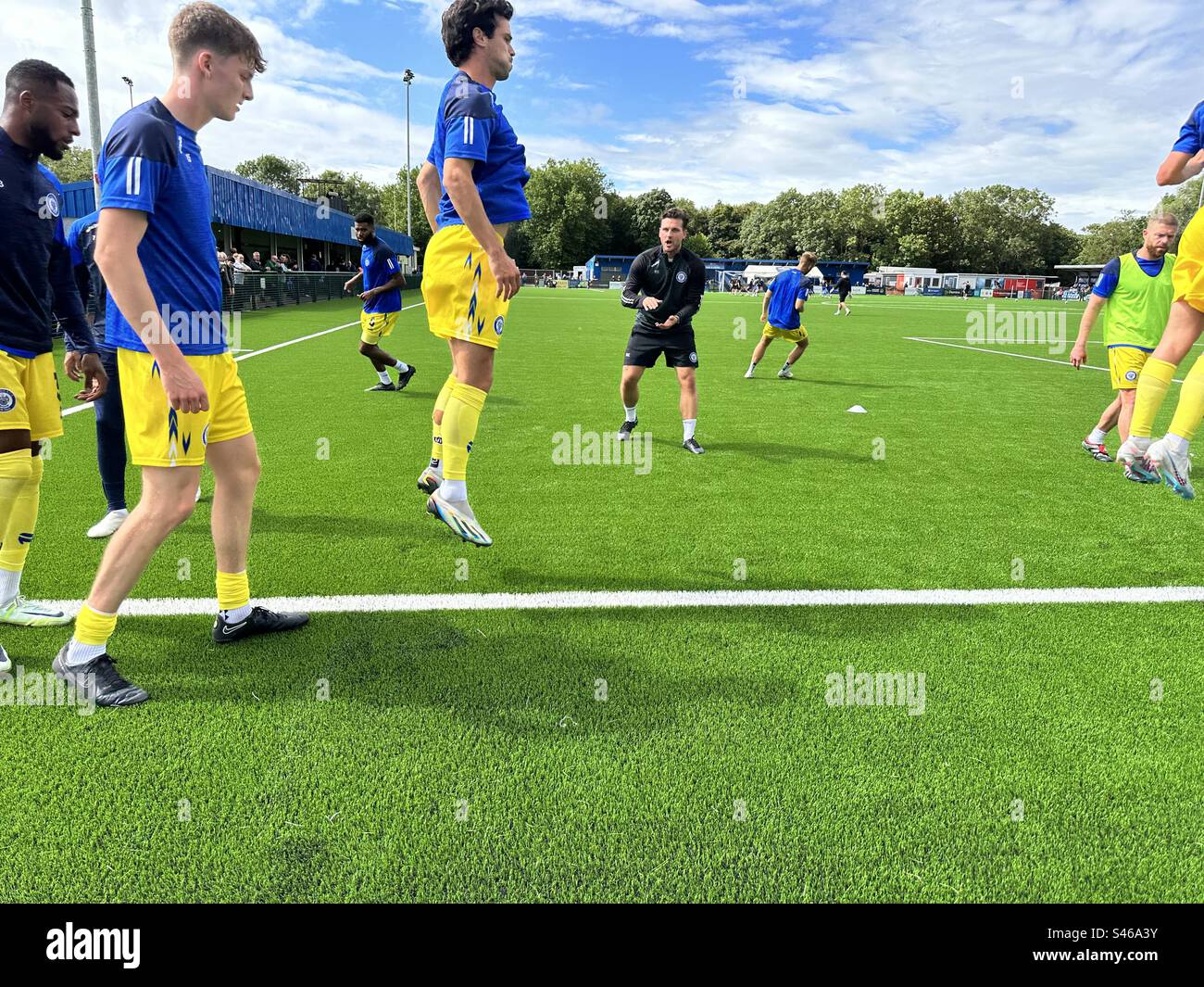 Riscaldamento del calcio Foto Stock