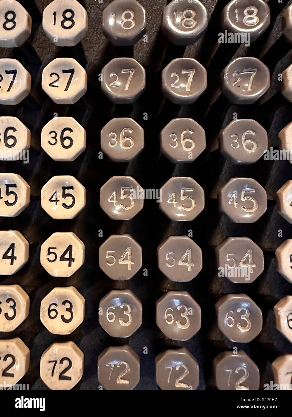 Dettaglio dei pulsanti della calcolatrice vintage - Immagine stock catturata con smartphone