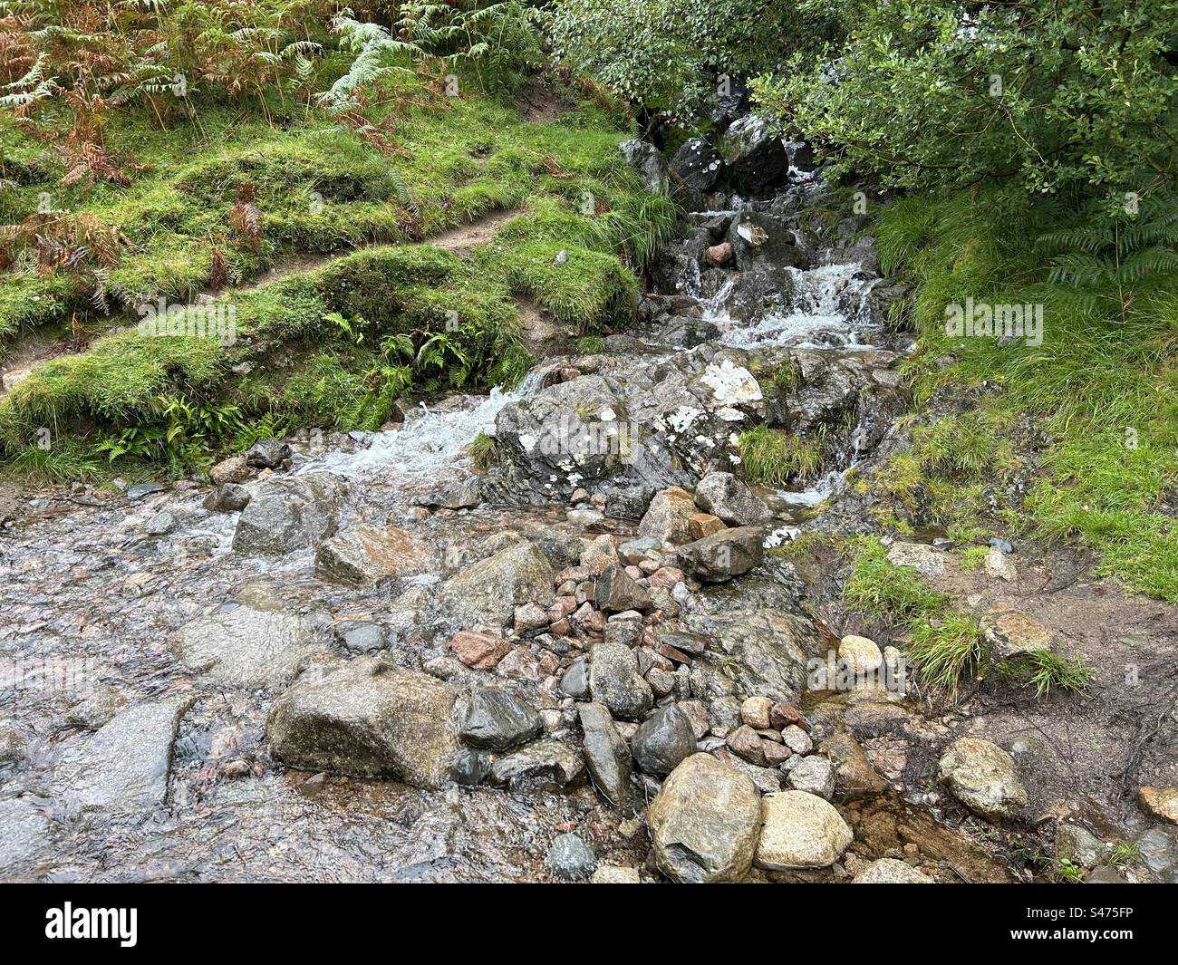 Cascata sul Ben Nevis, vicino a Fort William, Scozia. La montagna più alta del Regno Unito. Attrazione turistica nelle panoramiche Highlands scozzesi. - Immagine stock catturata con smartphone