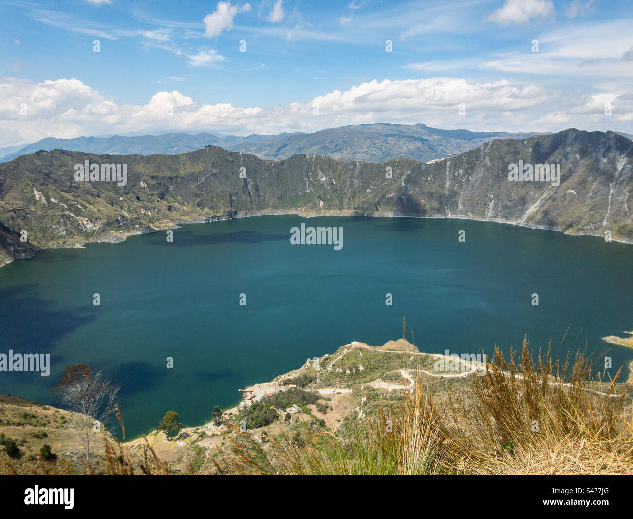 Vista panoramica del lago cratere Quilotoa, Ecuador Foto Stock