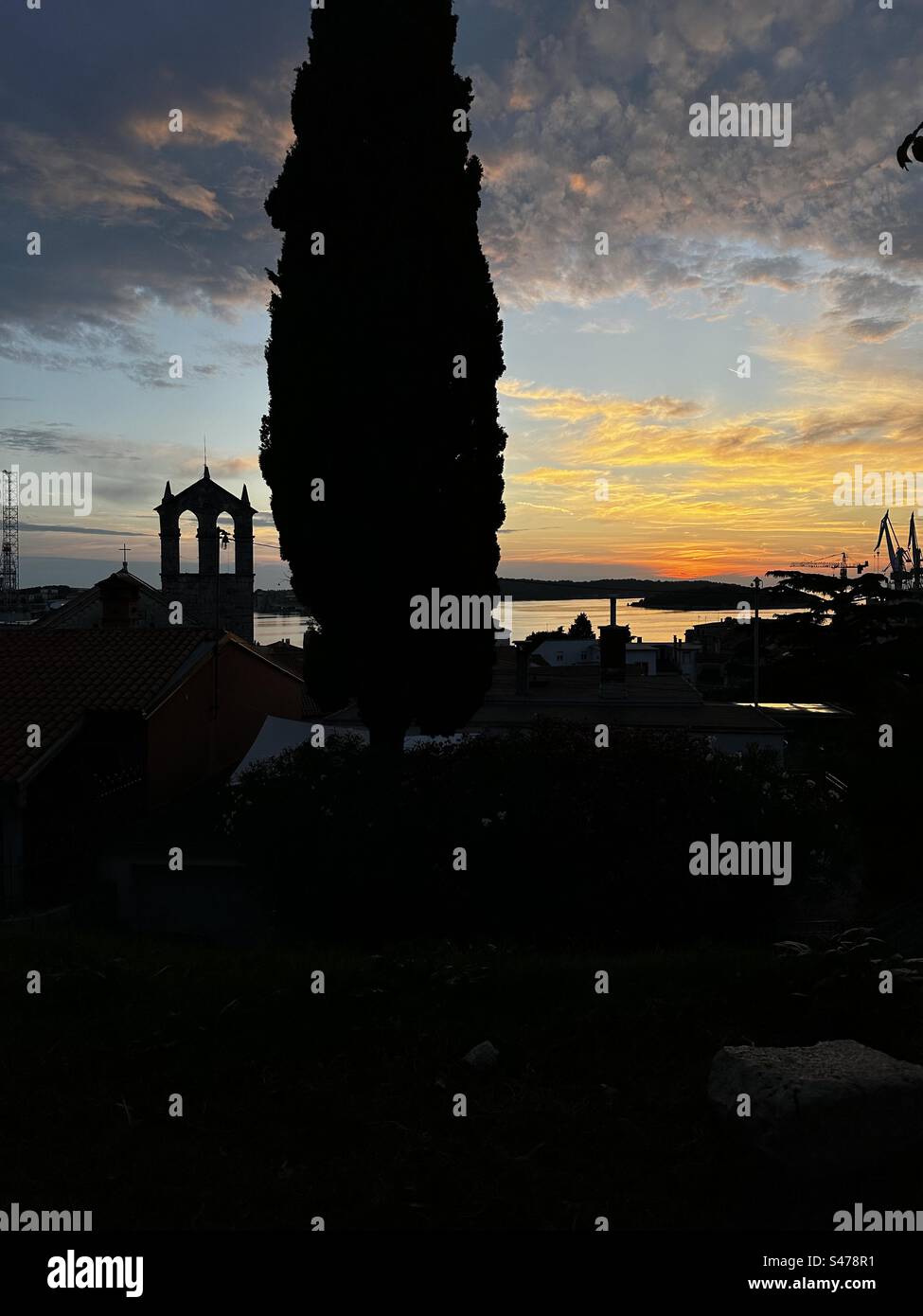 Tramonto a Pola, Istria Foto Stock