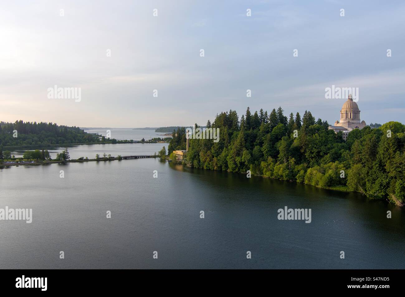 Edificio della capitale di stato ad Olympia, Washington al tramonto Foto Stock
