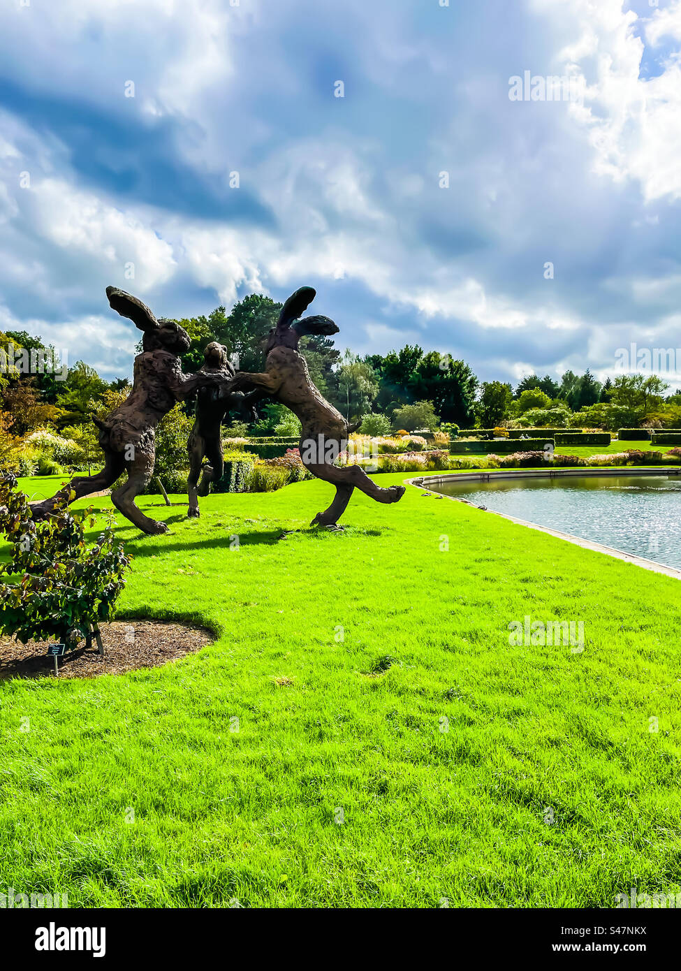 Scultura di Lepre, giardini Wisley Foto Stock