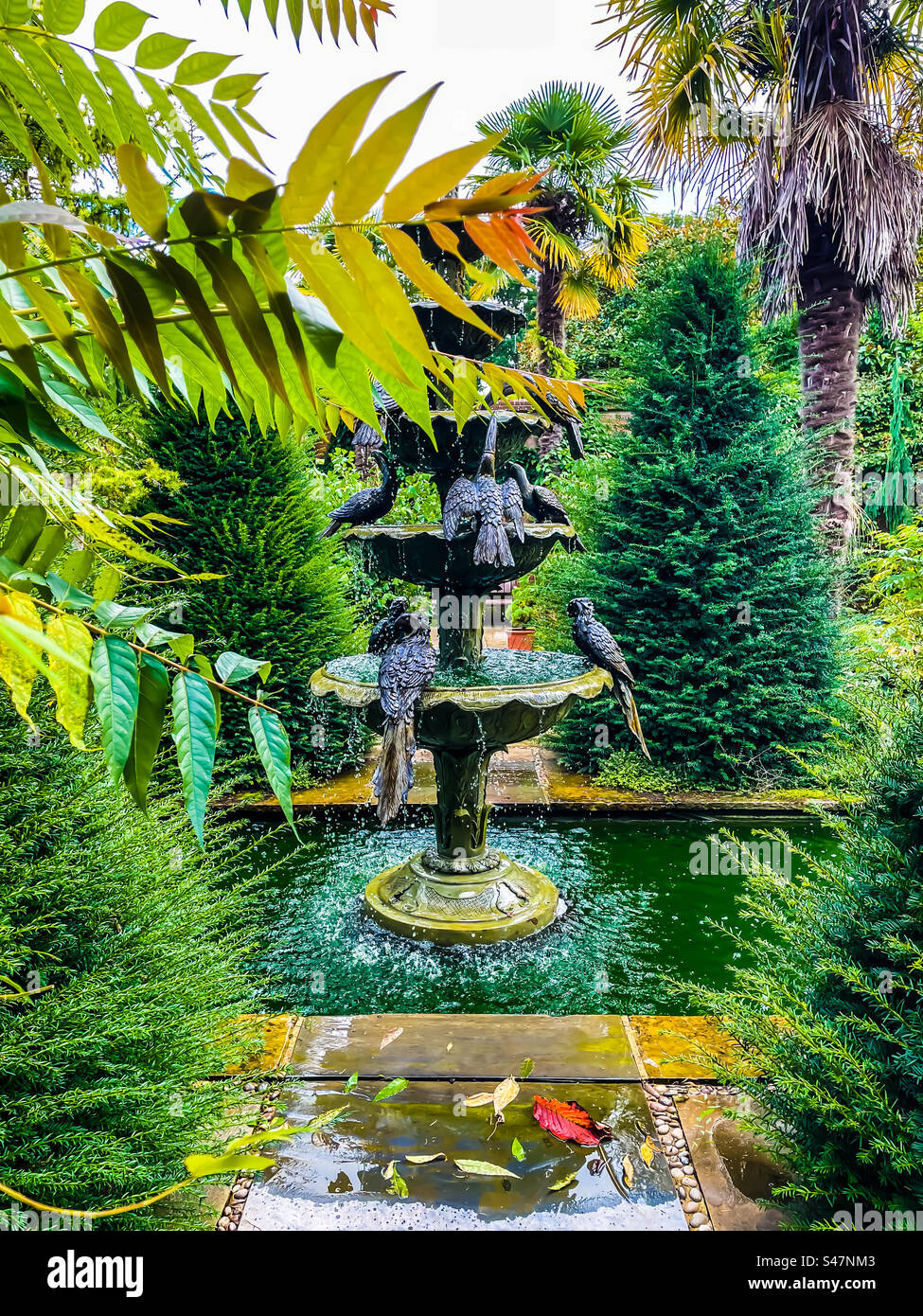 Fontana d'acqua, giardini Wisley Foto Stock