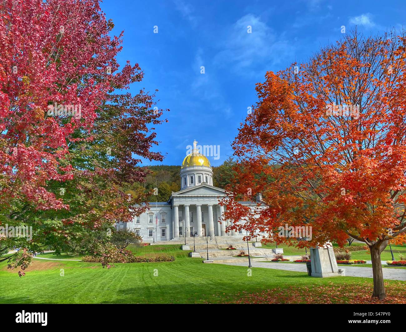 Mont Pelier, il Campidoglio dello stato del Vermont - Immagine stock catturata con smartphone